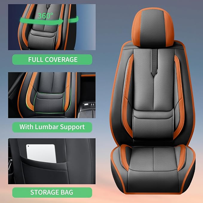 Fit CRV Car Seat Covers for Honda CR-V 2013-2024 2025 2026 -Upgraded Premium Waterproof & Breathable Leather,Airbag Compatible,All-Weather Seat Cushion Protector,Full Set,Black-Brown