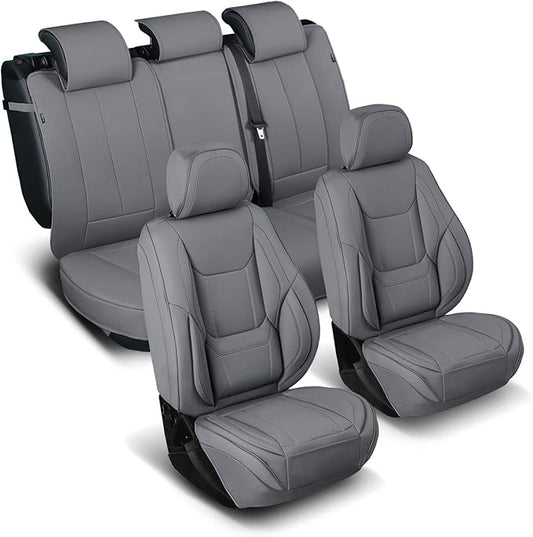 Coverland Custom Fit Car Seat Covers for SUV Compatible with [2008-2018 BMW X5] Premium Car Seat Cover Water Resistant Leather Non-Slip Interior Protecto [Full Set Dark Gray - Size Chart X86]