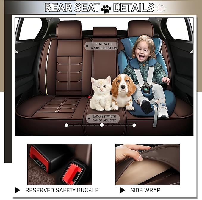 Leather Car Seat Covers Fit for Toyota Prius 2004-2024, 5 Seater Car Seat Cover, Premium Waterproof, Scratch Resistant Car Interior Accessories (Full Set Coffee)