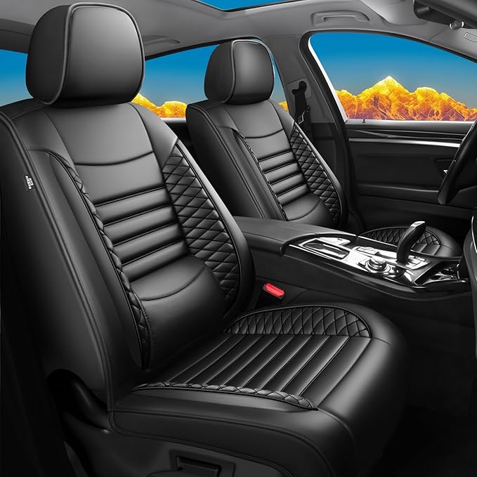 Fit Passport Car Seat Covers for Honda Passport 2019-2025 2026 - Upgraded Premium Waterproof & Breathable Leather, Airbag Compatible, All-Weather Seat Cushion Protector (Full Set, Black)
