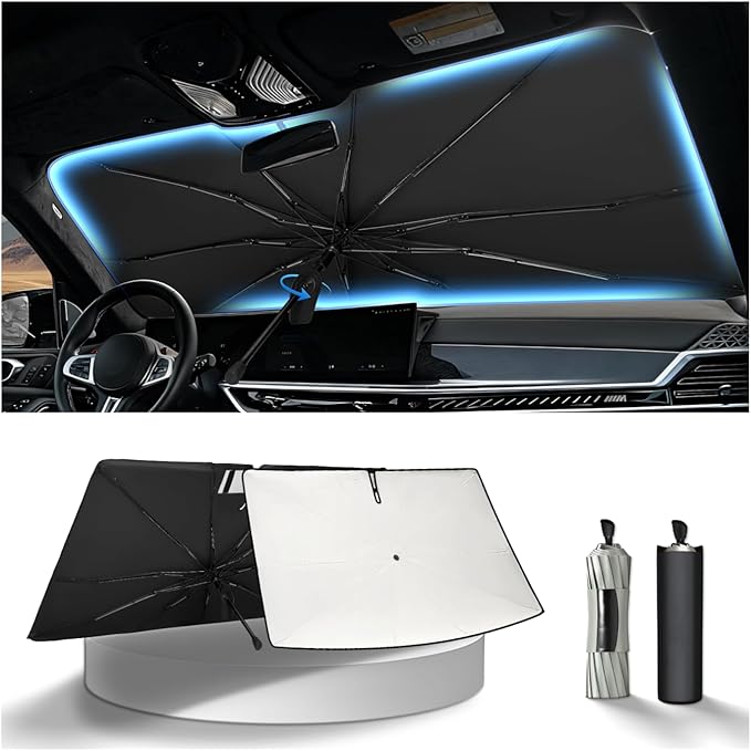 KUST Custom Fit Windshield Sun Shade Umbrella for Chevrolet Trax 2024-2026 | Foldable Sunshade with Bendable Handle | Blocks Heat & UV Scratch Resistant Keep Cool Sunshield