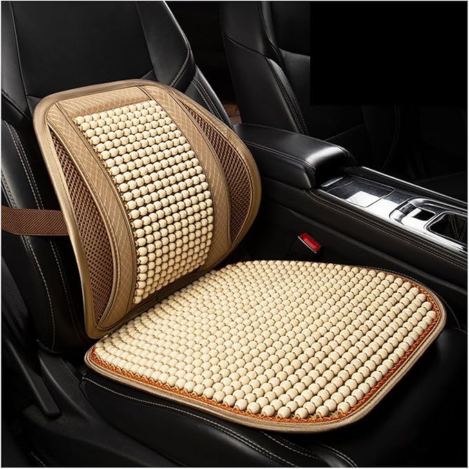 TOMSE Car Seat Chair Back Cushion for BMW X3 G01 2019 2020 2021 2022 2023 2024, Wooden Beads Ventilate Mesh Lumbar Brace Strong Durable Relieve Fatigue Summer Interior Accessories,C-Waist Cushion