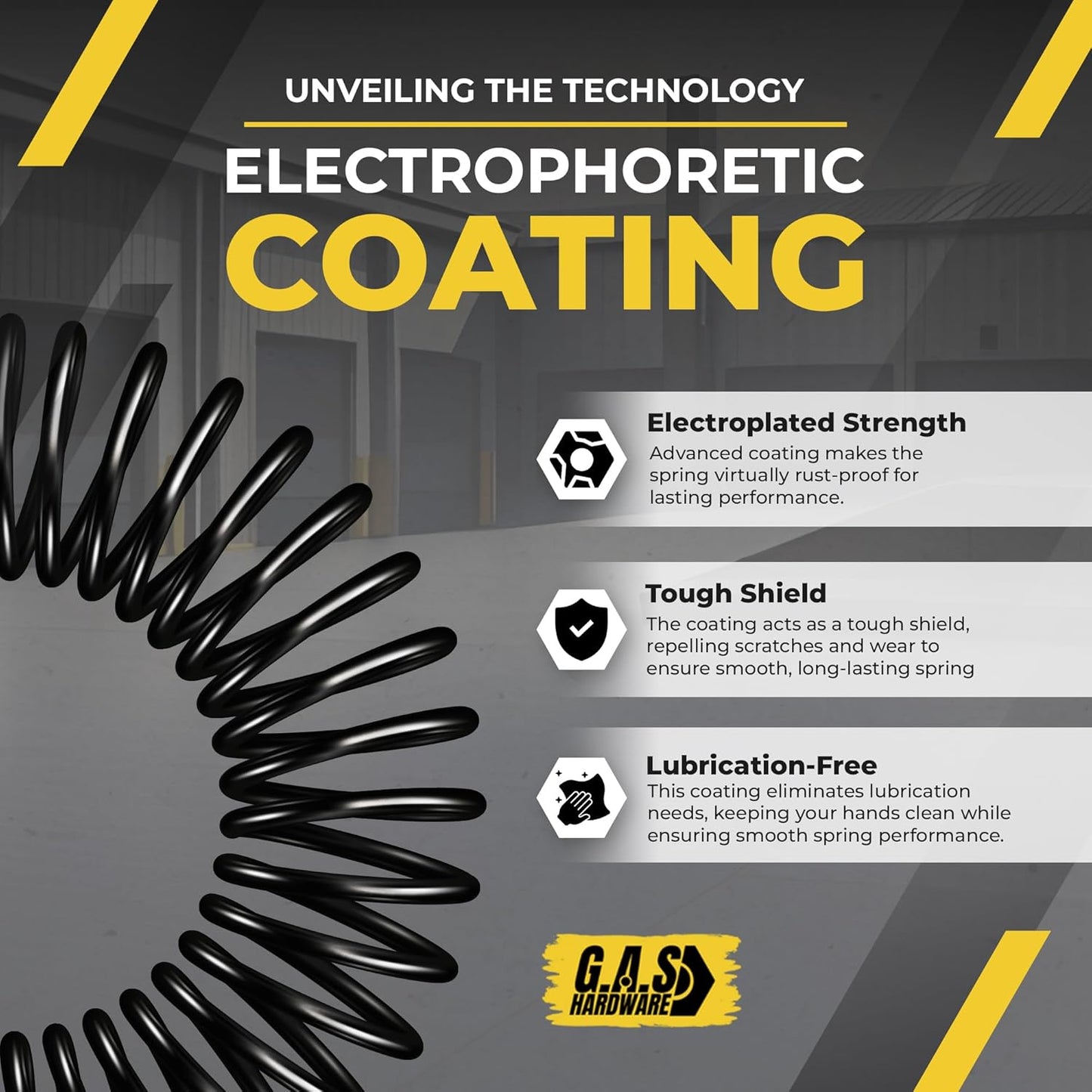 Garage Door Torsion Spring 262x1.75x37 Includes 1” Steel Bearing, Non-Slip Gloves, and Winding Bars for Left and Right Side of Garage Door Precision E-Coating 5-Year Warranty Min. 30,000 Cycles (Pair)