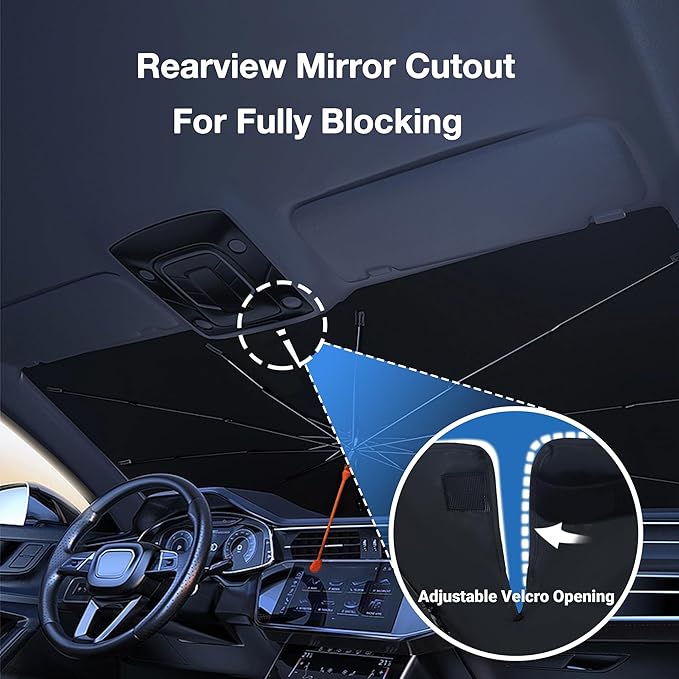 CHILL·TEK Funny Car Windshield Sun Shade Umbrella, Funny Cow Car Sun Shade Umbrella, Block UV Rays Heat Foldable Windshield Umbrella Sun Visor Protector - Keep Vehicle Cool for Cars SUV