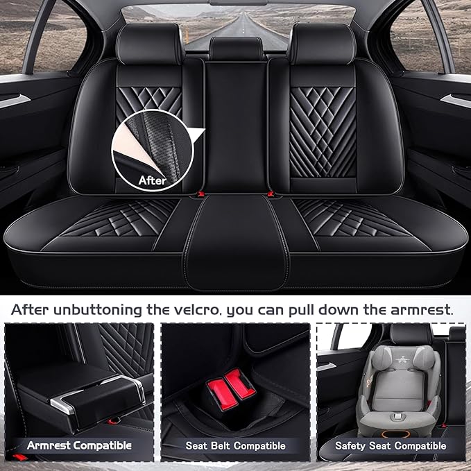 Truck Seat Covers for Ford F250 2011-2026, Waterproof Premium Leather Full Coverage Car Seat Cover, Muscle Sport Style Auto Interior Seat Cover Sets (Full Set/Black)