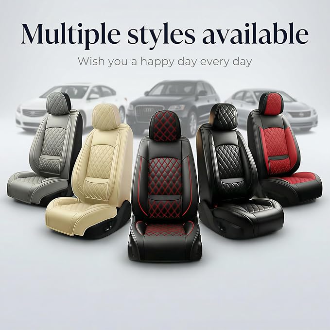 Fit Santa Fe Car Seat Covers for Hyundai Santa Fe 2007-2026 (Only 5-Seat Version) - Full Set Premium Leather, Waterproof, All-Weather, Airbag Compatible, Car Seat Protectors (Redline)