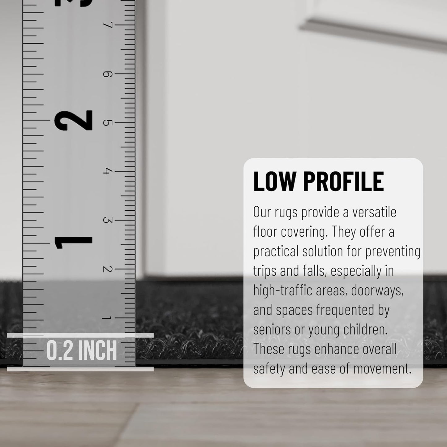 Ottomanson 2'7" x 31' Hallway Runner with Scraper Pile - Extra Durable Non-Slip Rug Mat for Indoor & Outdoor Use - Ideal for Kitchen, Entryway & Garage - High-Traffic Carpet, Black