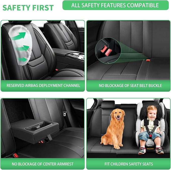 Fit Legacy Car Seat Covers for Subaru Legacy 2008-2024 2025 2026 -Upgraded Premium Waterproof & Breathable Leather, Airbag Compatible, All-Weather Seat Cushion Protector,2 Front/Black