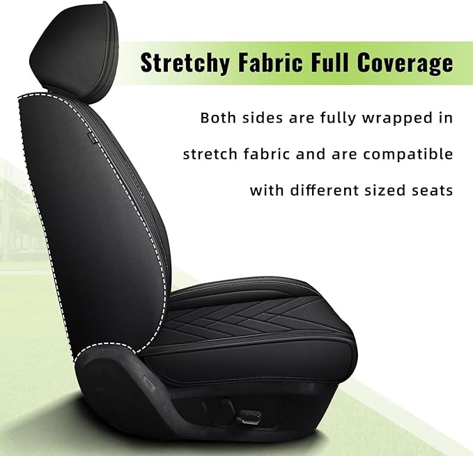AOMSAZTO Car Seat Covers Fit for Kia Seltos 2021-2025 2026 Full Set Premium Seat Covers Waterproof Leather Automotive Seat Cushion Protector Compatible with Airbag(5 Seats,Black)