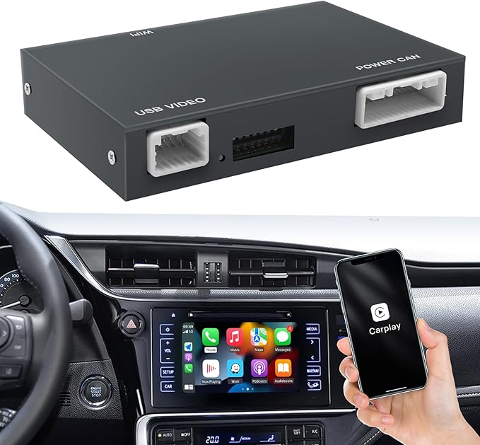 CARabc Wireless Carplay Android Auto Adapter for Toyota with Entune2.0 2014-2019, Fits for Tundra/Highlander/RAV4/Tacoma/Camry/Corolla/Avalon/Prius/CH-R/Sienna