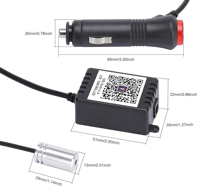 3 Meters Optic Fiber Car Ambient Lighting with Bluetooth App Control 64 Colors Multicoloured Music Interior Lighting Kit DC 12V 1W