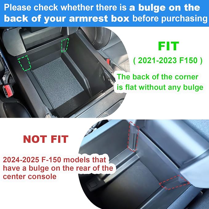 PIMCAR Center Console Organizer for Ford F150 2021 2022 2023, F150 Lightning 2022 2023 Armrest Storage Box Accessories ABS Plastic (Work Great with The Factory Tray)-One Tray