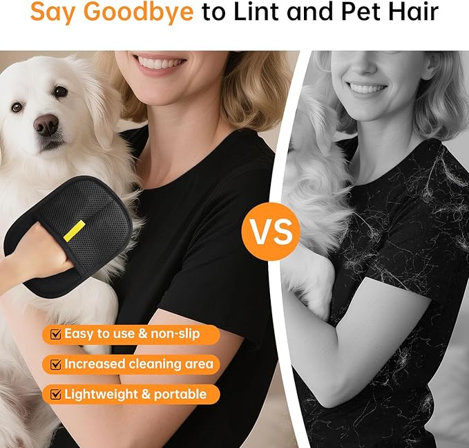 2 Pcs Pet Hair Removal Glove, Reusable Cat Dog Electrostatic Hair Remover Grooming Glove Brush Tool