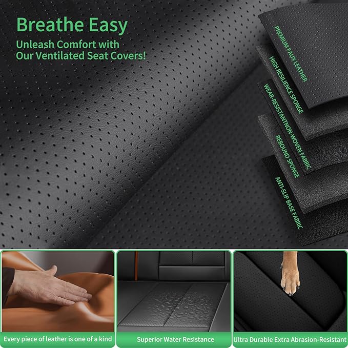 Fit Impreza Car Seat Covers for Subaru Impreza 2004-2024 2025 2026 -Upgraded Premium Waterproof & Breathable Leather,Airbag Compatible,All-Weather Seat Cushion Protector,2 Front/Black-Brown