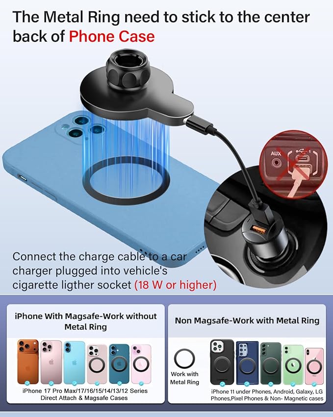 PZK Car Phone Mount for Toyota Tundra 2007 2008-2011 2012 2013 /Sequoia 2008-2011 2012 2013 Accessories Custom Air Vent Car Phone Holder Magnetic 15W Fast Wireless Charger Automobile Cradles