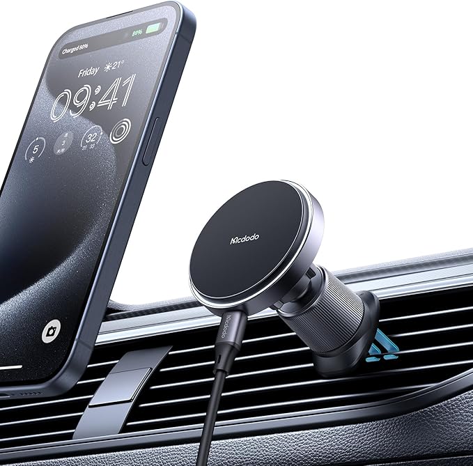 mcdodo for Magsafe Car Mount Charger [18 Strong Magnets], for Car air Outlet, 15W Wireless Car Charge, Universal Phone Mount for Car Wireless Charger Fits iPhone 15 14 13 12