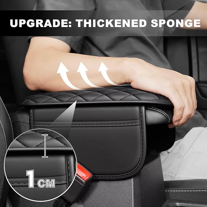 Upgraded Car Center Console Cover Fit for Corolla Cross Faux Leather Car Armrest Cover Cushion with 2 Storage Bags,Car Armrest Storage Box Interior Accessories(Black)