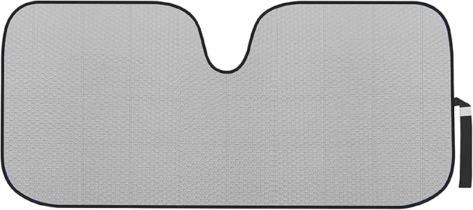 Motor Trend Gray Accordion Folding Car Windshield Sun Shade - Blackout Sun Visor for Car Windshield - Foldable Jumbo Sunshade and Front Window Truck Sun Screen for UV Sun Protection - 66 x 27
