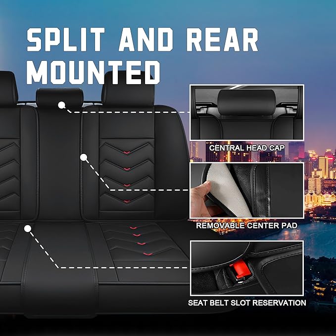 CTDS Car Seat Covers for Chevy Trax 2015-2026, Stylish Sport Seat Cover, Premium Nappa Leather Car Seat Cover. Automobile Seat Covers Sets.(Standard 5 Seats/Black)
