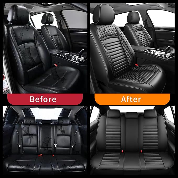 Fit Venza Car Seat Covers for Toyota Venza 2009-2024 2025 2026 - Upgraded Premium Waterproof & Breathable Leather, Airbag Compatible, All-Weather Seat Cushion Protector (Full Set, Black)