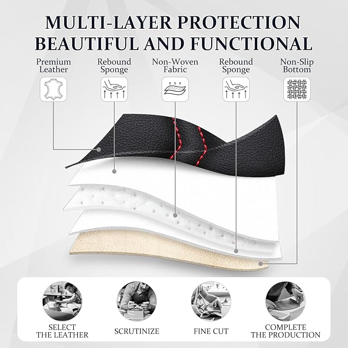 Car Seat Cover 6 Seats for Ford Explorer 2000-2026, Waterproof Durable Compatible Airbag, Premium Leather Seat Protector(6 Seats Luxury,Black Red)