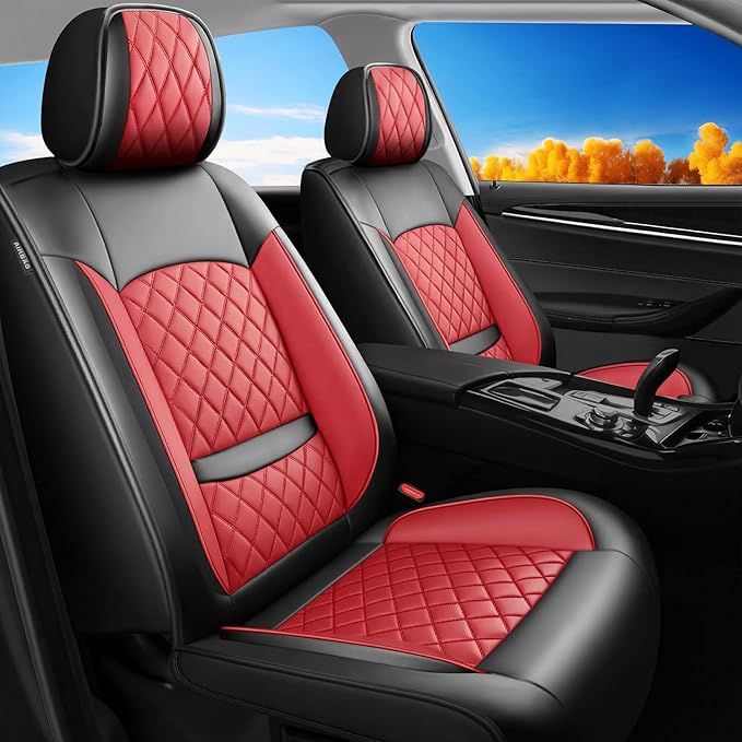Fit for Sonata Car Seat Covers Compatible with Hyundai Sonata 2004-2026-Waterproof Breathable Leather Automotive Seat Cushions Protector, Airbag Compatible, Full Set 5 Seats(Red)