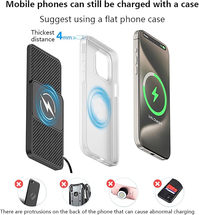Wireless Car Charger Pad for Chevrolet Silverado,20W Fast Wireless Phone Charger Cell Phone Cordless Charging mat,Non-Slip Phone Charging,30cm Cable USB