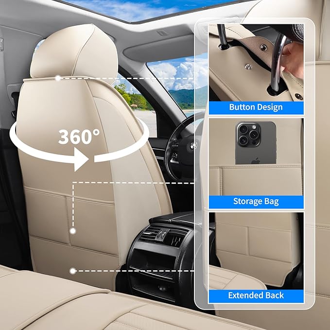 Front Seat Covers Fit for Toyota Corolla 2000-2025,2026, Car Seat Covers Front Seats, Breathable Faux Leather Automotive Seat Covers Front Pair Anti-Slip Seat Cover(Beige, Front)