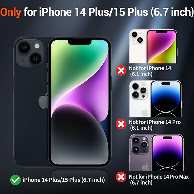 SUPFINE Magnetic for iPhone 15 Plus Case & iPhone 14 Plus Case with Screen Protector (Compatible with MagSafe)(Military Grade Drop Protection) Translucent Shockproof Phone Cover,Light Pink