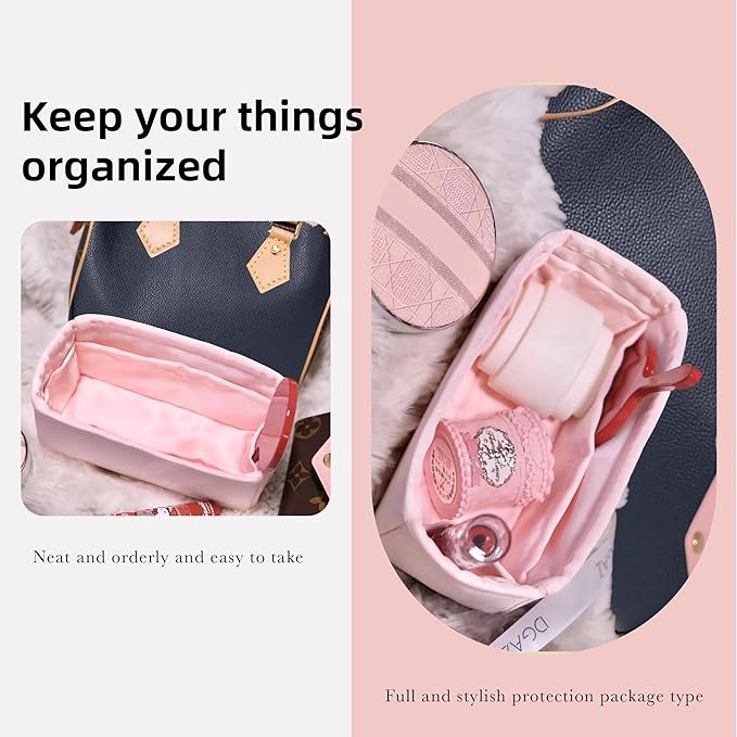 DGAZ Silk Purse Organizer Insert Fits LV Speedy 16/20/25/30/35/45 bags，Silky Smooth Bag Organizer，Luxury Handbag & Tote Shaper（Pink，SP45）