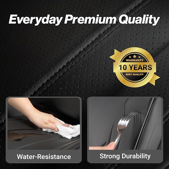 Coverland Custom Fit Car Seat Covers for SUV Compatible with [2006-2015 Toyota RAV4] Premium Car Seat Cover Water Resistant Leather Non-Slip Interior Protector [Full Set Black - Size Chart X80]