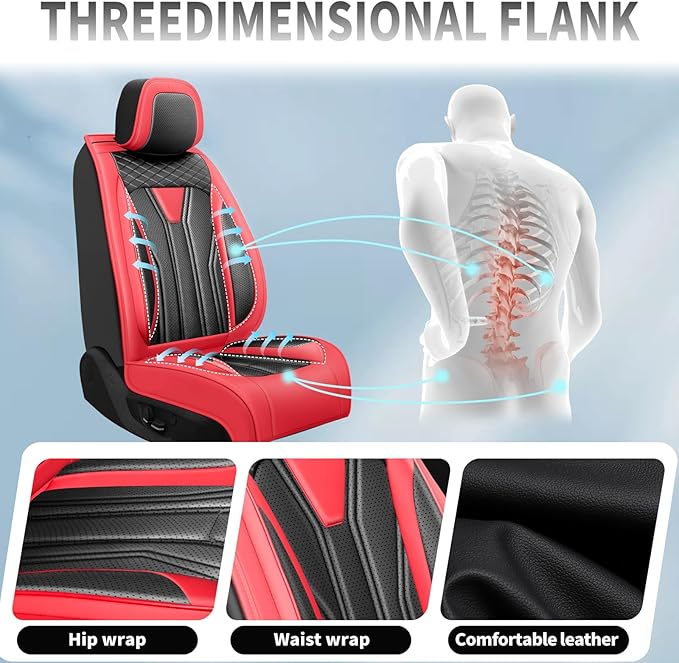 Fit Tucson Car Seat Covers Premium Leather for Hyundai Tucson 2010-2025 2026. Waterproof， Breathable, Scratch-Resistant & All-Weather Seat Cushion Protector (Full Set, Red&Black)