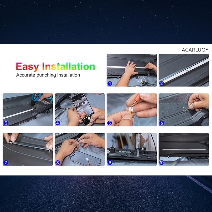 Acrylic Car LED Ambient Light, Fiber Optic Interior Light Strip, 24 Million Types, Ambient Light KKT that Swings with The Melody of Music (Dreamcolor 6 in 1)