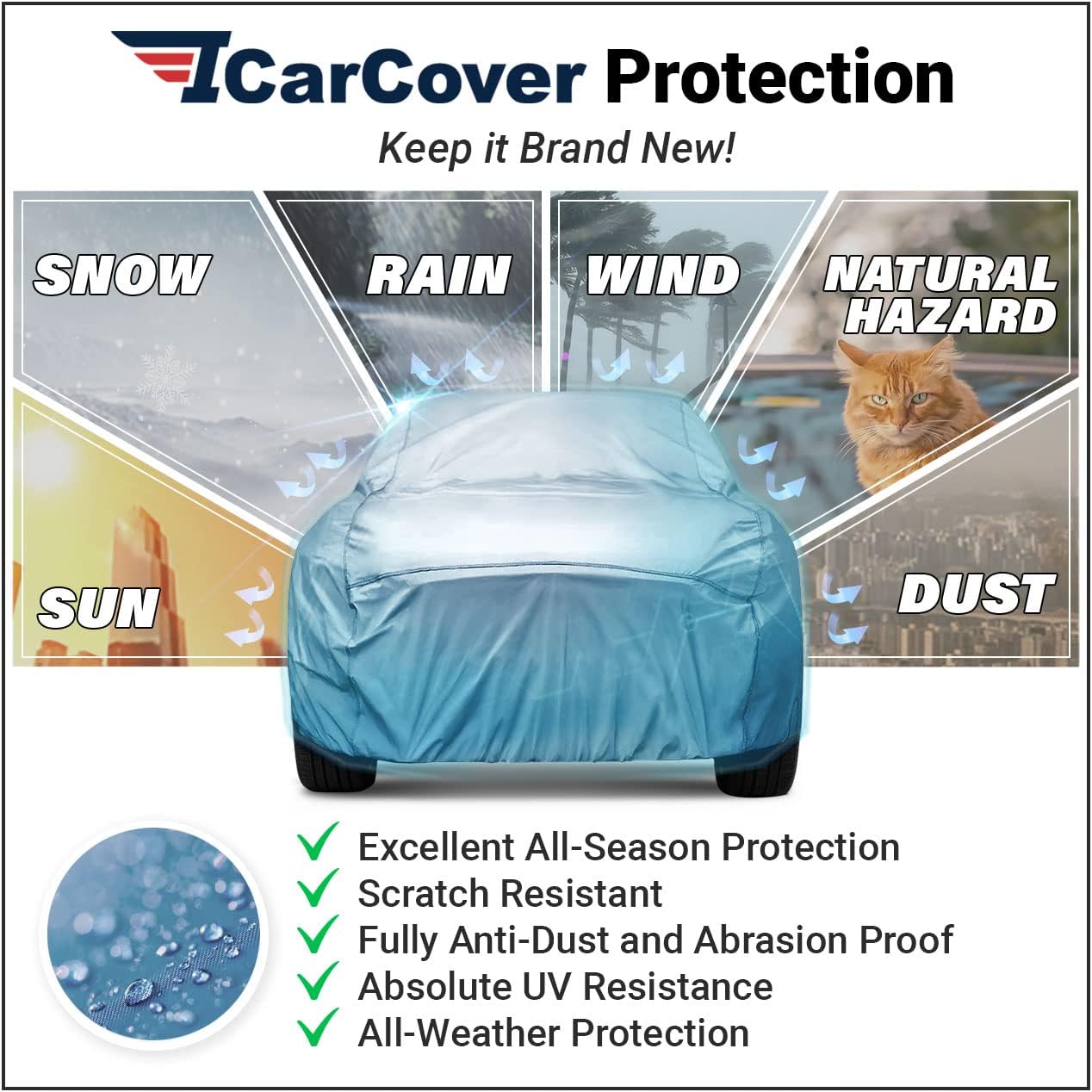 iCarCover Premium Car Cover for 1946-1948 Chevy Fleetmaster Heavy Duty Waterproof All-Weather Automobiles Custom Fit Indoor Outdoor UV Snow Protection Covers with Straps and Bag