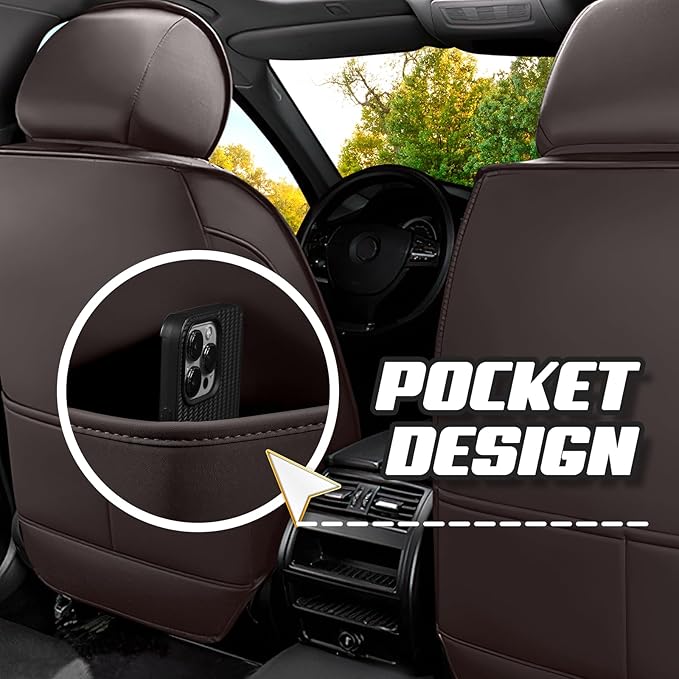 Car Seat Covers for Jeep Grand Cherokee L 2021-2025, Premium Nappa Leather Car Seat Cover, Stylish Sport Seat Covers， Automobile Seat Cover Sets.(Standard 2 Seats/Coffee Color)