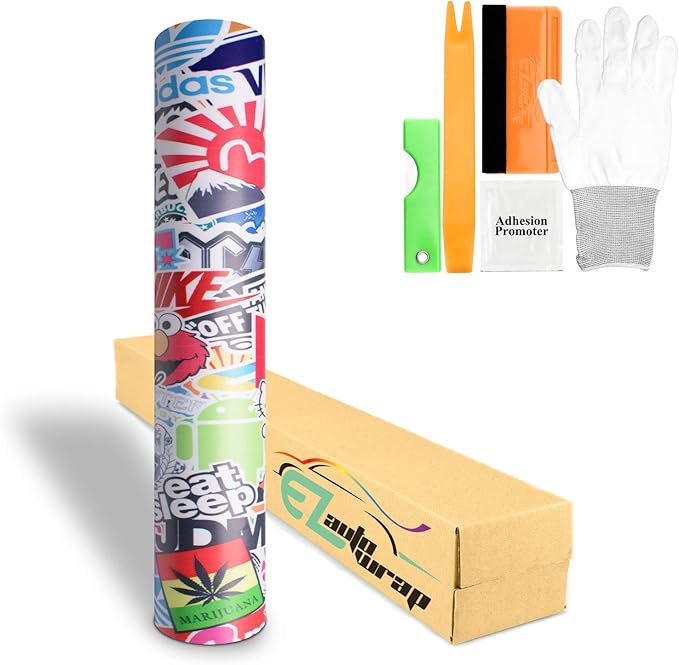 Free Tool Kit EZAUTOWRAP ES Bomber Hellaflush Anime Cartoon Car Vinyl Wrap Sticker Decal Air Release - 60"X300" (5FT X 25FT)