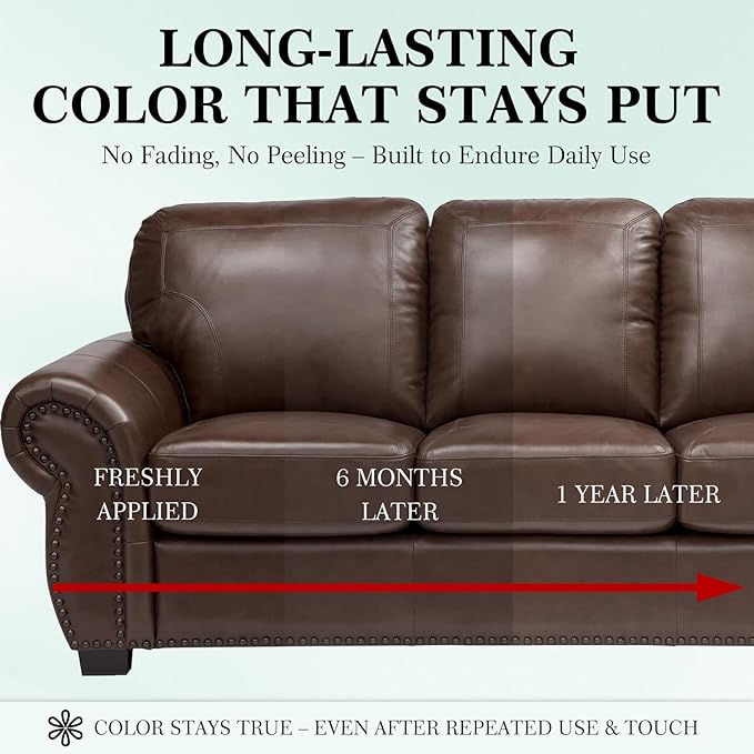 Leather Color Restorer, Leather Recoloring Balm, Scratch Remover, Leather Dye, Leather Paint, Leather Repair Kit for Furniture Couches Car Seats Shoes Bags, Medium Brown