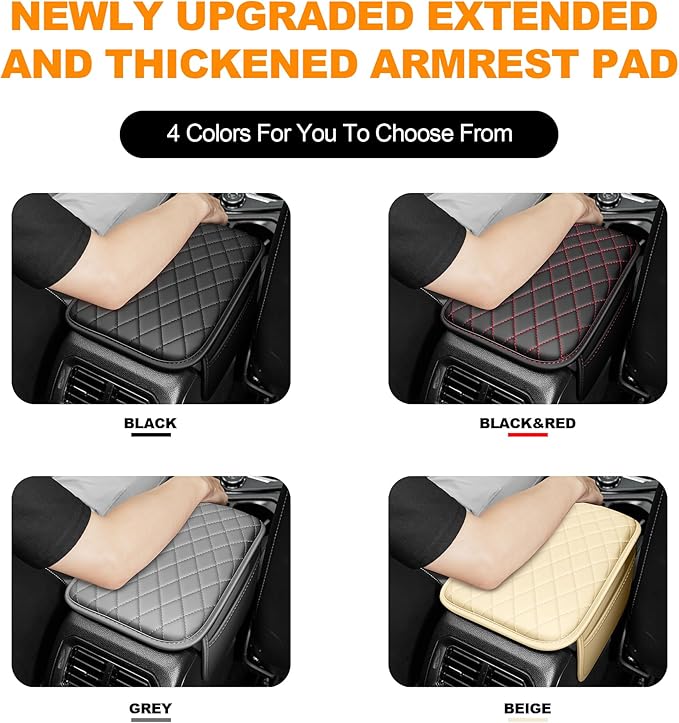 Center Console Cover for Cars Fit for Jeep Renegade Leather Armrest Covers with 2 Storage Bags(Grey)