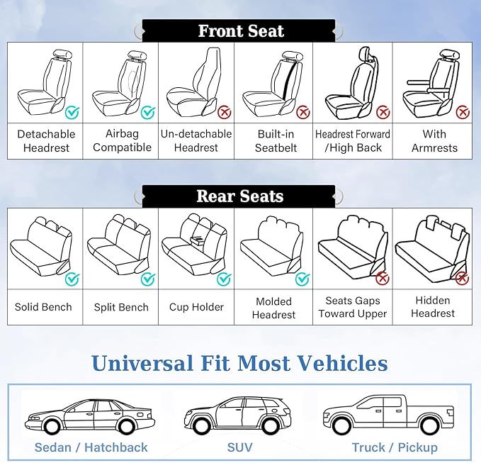 Coverado Car Seat Covers, Front Seat Cover, Waterproof Nappa Leather Seat Covers for Cars, 2 Pack Car Seat Protectors, Car Seat Cushion, Automotive Seat Covers Universal Fit for Most Cars (Black&Pink)