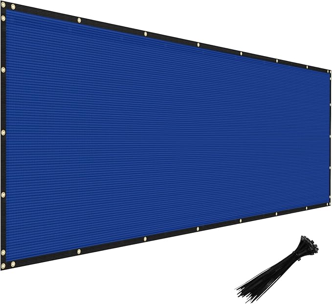 Windscreen4less Privacy Fence Screen Heavy Duty Windscreen Fencing Mesh Fabric Shade Net Cover with Brass Grommtes for Outdoor Wall Garden Yard Pool Deck, 8'x87' Blue