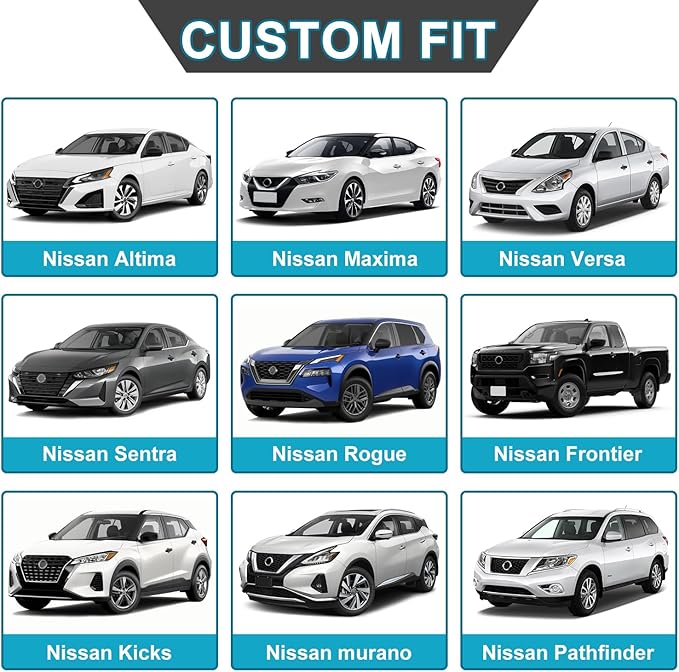 GIANT PANDA Front Seat Cover for Nissan, 3D Air Mesh Car Seat Covers Custom Fit Nissan Rogue Altima Sentra Versa Kicks Frontier Murano Pathfinder Maxima (Blue) 2-Pack