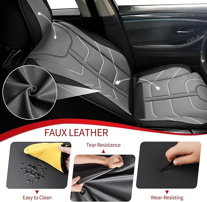 TTX LIGHTING Car Seat Covers fit for Ford Transit Connect 2010-2026 Front Seat: Premium Leather Automotive Seat Cover with Airbag Compatible Waterproof (2 Seats, Black & Gray)