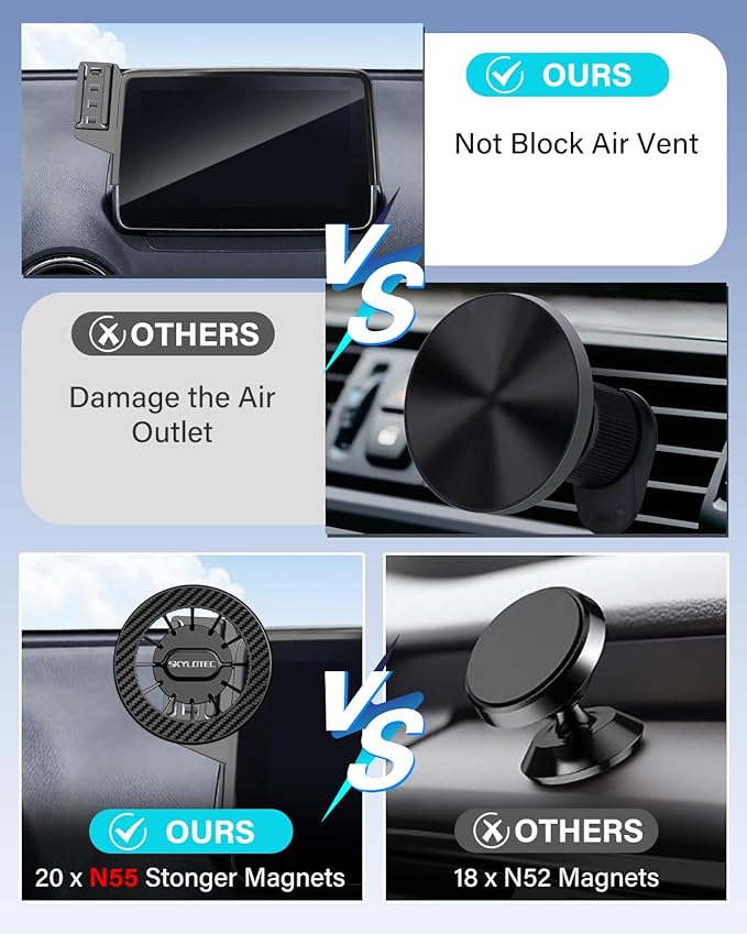 Phone Holder for Honda CR-V CRV 2023-2026/HR-V HRV 2023-2026/Pilot 2023-2026 Accessories 7/9-Inch Screen Fixed Clip, Magnetic Phone Mount Compatible with MagSafe, Magnets CR V Cell Phone Holder