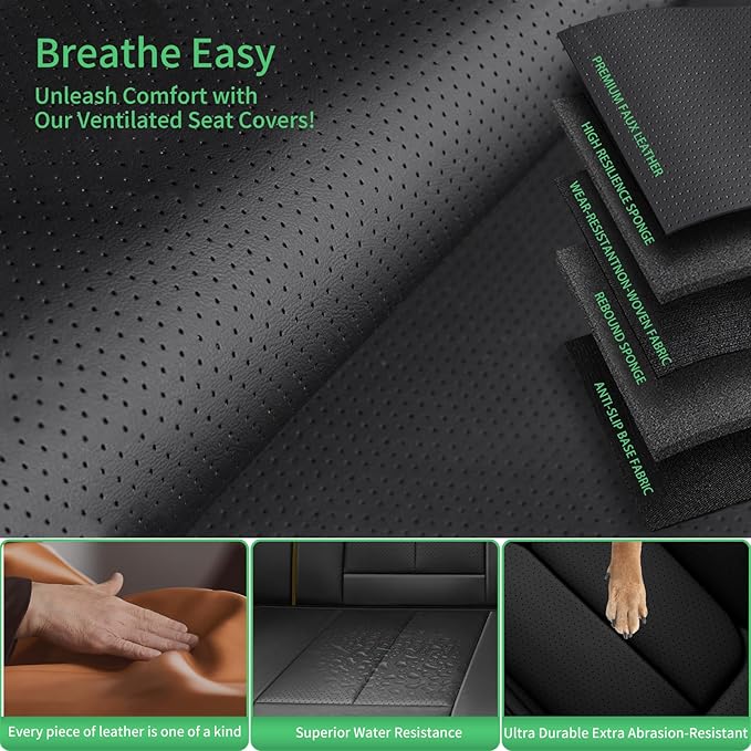 Fit Santa Cruz Car Seat Covers for Hyundai Santa Cruz 2022-2025 2026-Upgraded Premium Waterproof & Breathable Leather,Airbag Compatible,All-Weather Seat Cushion Protector,2 Front/Black-Beige