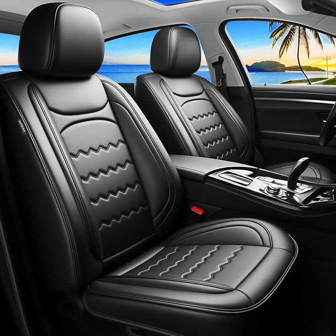 CX-5 Car Seat Covers Custom Fit for Mazda CX-5 2013-2025 2026, Full Coverage Leather Waterproof Breathable Seat Covers, Automotive Seat Protectors, Airbag Compatible(Full Set Seats, Black)