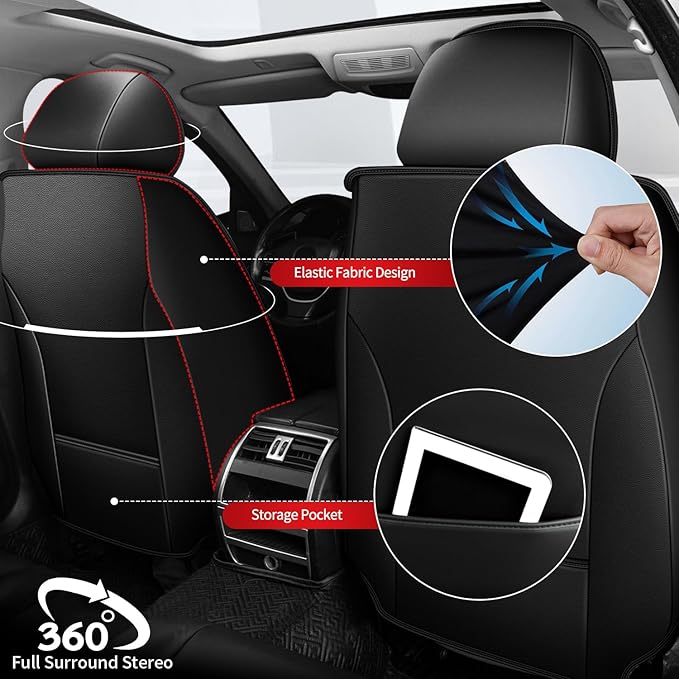 TTX LIGHTING Car Seat Covers fit for Hyundai Santa Cruz 2022-2026 Front Seat: Premium Leather Automotive Seat Cover with Airbag Compatible Waterproof (2 Seats, Black)