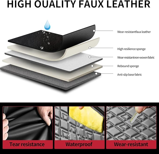 Fit Legacy Car Seat Covers(Only for 5 Seats Version)for Select Ford Legacy 2008-2024 2025 2026 - Full Coverage Leather,Airbag Compatible,Waterproof & All Weather Seat Cushion Protector(Black)
