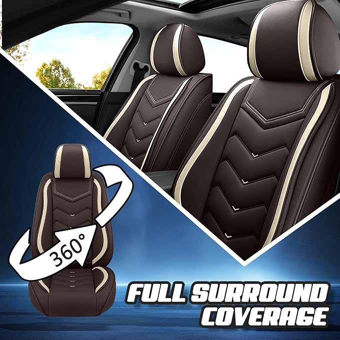 Car Seat Covers for Honda Accord 2000-2025, Premium Nappa Leather Car Seat Cover, Stylish Sport Seat Covers， Automobile Seat Cover Sets.(Standard 2 Seats/Coffee Color)
