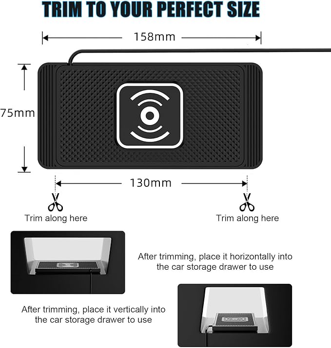 Wireless Charging Pad for Car for Subaru XV Forester Outback Impreza BRZ WRX Legacy, 15W Fast Wireless Charger Mat Non-Slip Silicone Car Center Console Phone Charging Pad,A/15W-Type-c