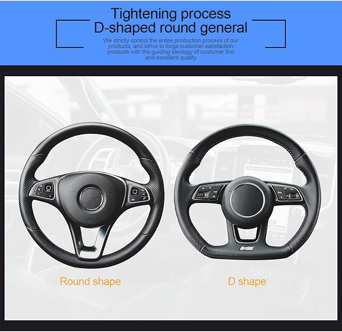 Leather Steering Wheel Cover, Auto Car Stretch Steering Wheel Protector, Universal 15 Inch Anti-Slip Breathable Odorless Steering Wheel Cover for Men Women (Black/White)